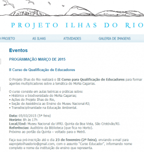 II curso Proj Ilhas do Rio